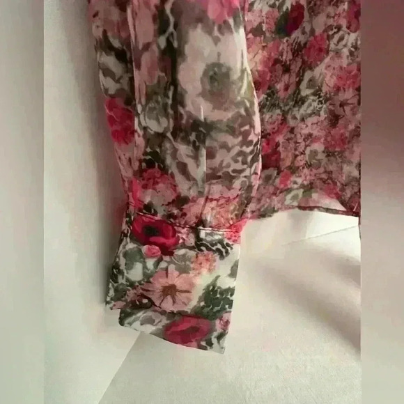 INC Tie Bow Floral Blouse in Pink size XL - Picture 2 of 11